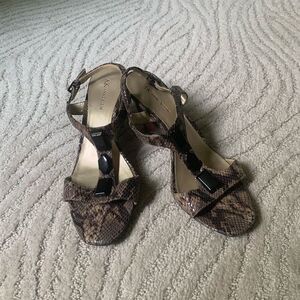 Anne Klein Brown Snake Strappy Heels